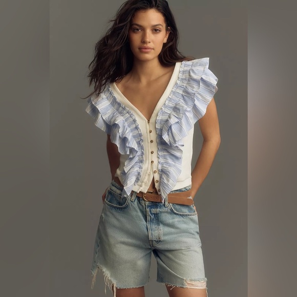 Maeve Ruffled Cropped Top size XL - Picture 1 of 11